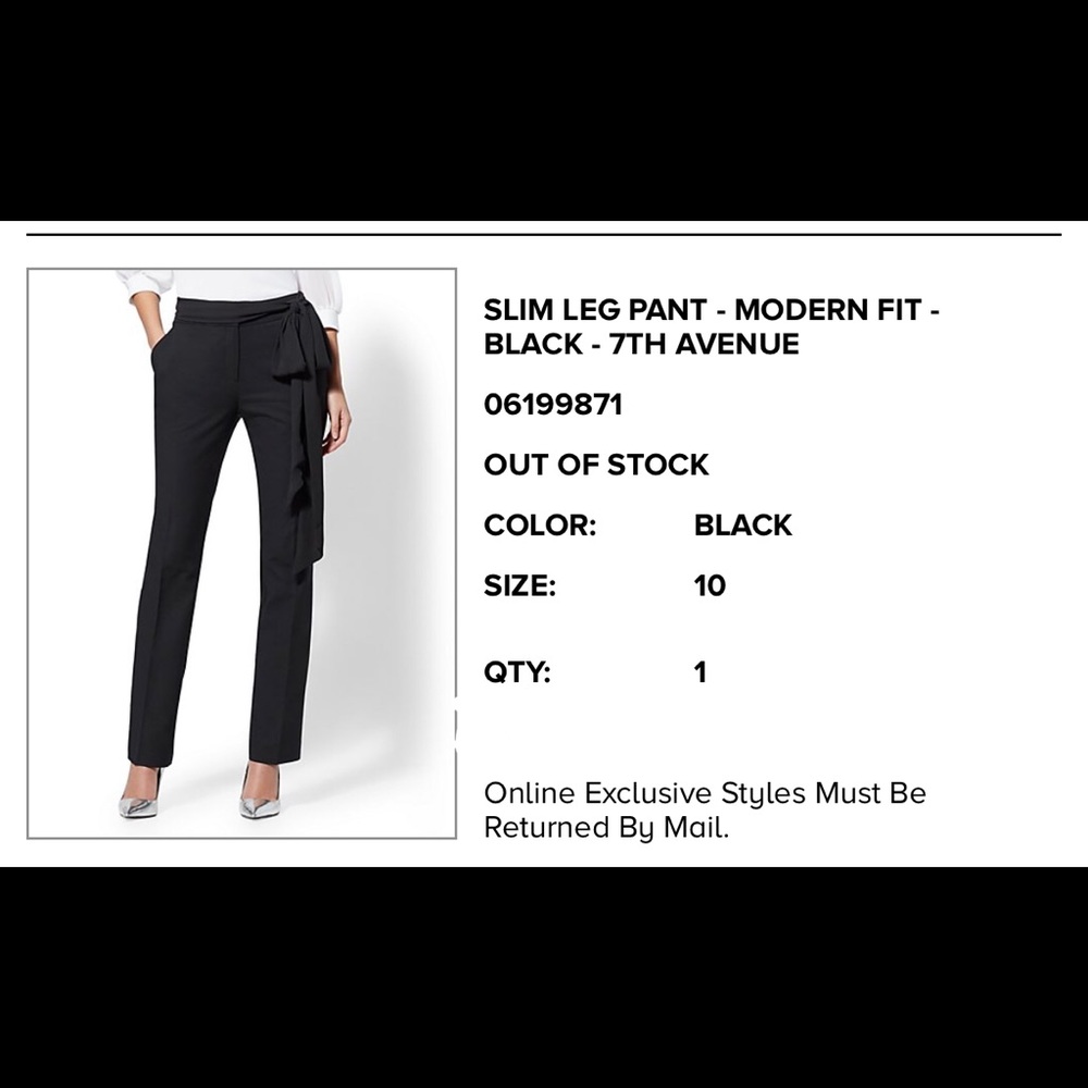 Black slim leg suit bottom dress pants